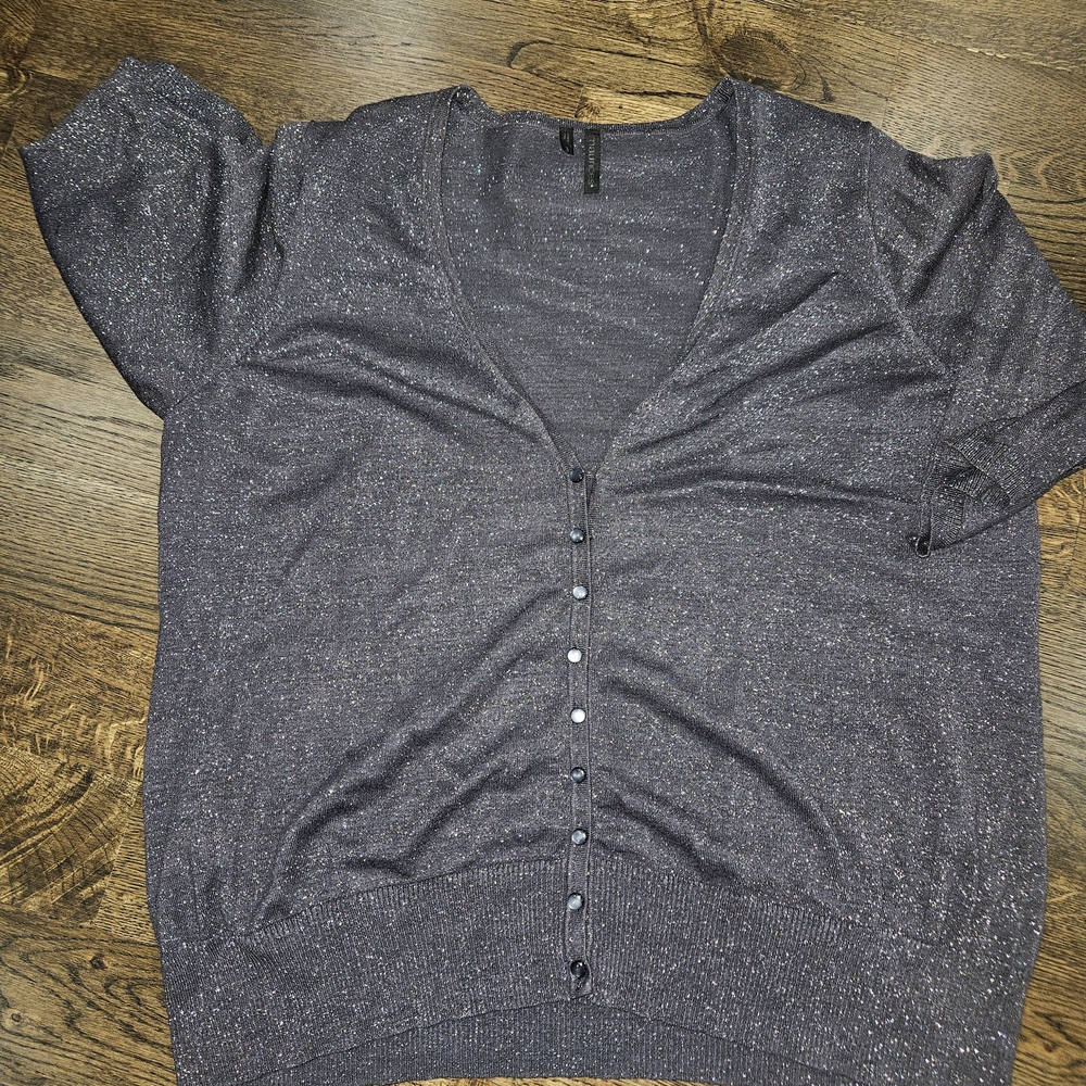 Maurices 3X Charcoal Sparkle Button-Up Cardigan